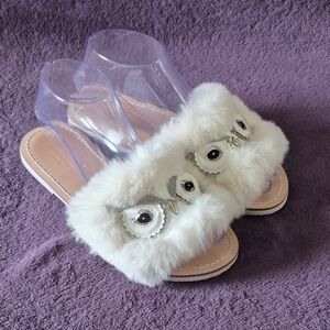 Kate Spade New York Ingrid Owl Faux Fur Slip On Sandals Size 7M